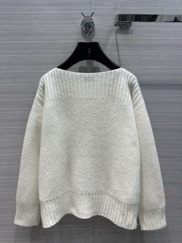 Celine Boat Neck Triomphe Sweater White For Women