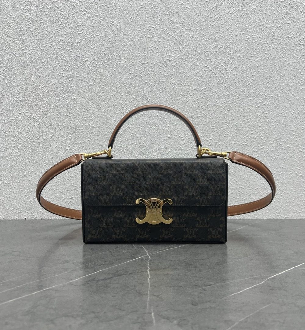 1:1 Replica Celine Box Triomphe In Triomphe Canvas Tan For Women 9in/22cm 199992CUZ.04LU