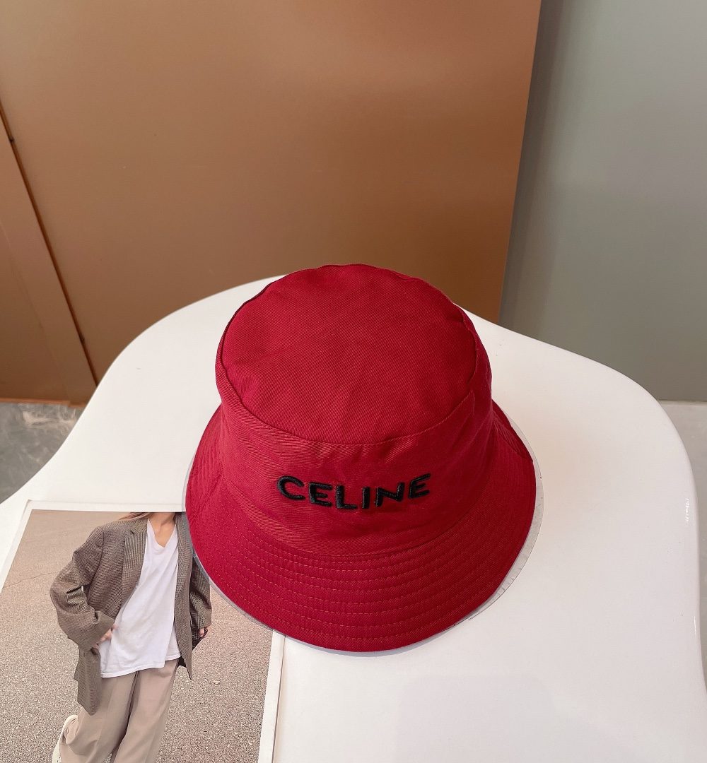 Celine Bucket Hat Red Celine Hat