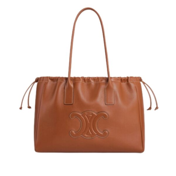 1:1 Replica Celine Cabas Drawstring Cuir Triomphe Brown For Women 44cm / 17in 199973DU3.04LU
