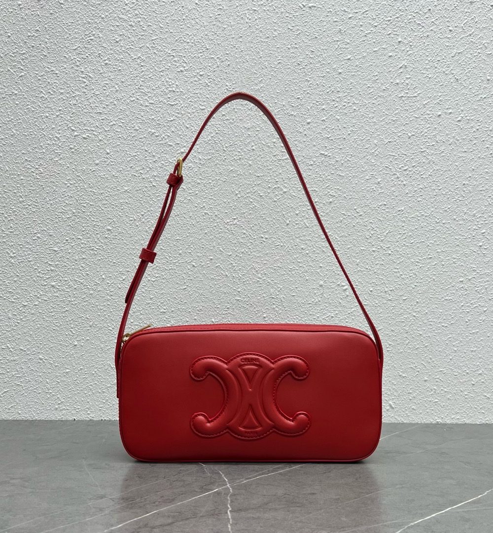 1:1 Replica Celine Camera Shoulder Bag Cuir Triomphe Red For Women 10in/26cm