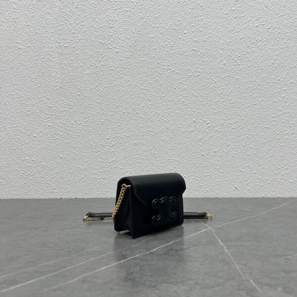 1:1 Replica Celine Card Holder On Chain Triomphe Black For Women 4in/11cm 10J743DPV.38NO