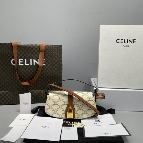 1:1 Replica Celine Casual Style Bridal Logo White / Brown For Women 7in/18cm 10I592DQ2.01TA