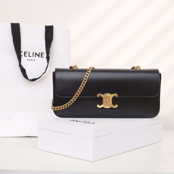 1:1 Replica Celine Chain Shoulder Bag Black For Women 13in/33cm