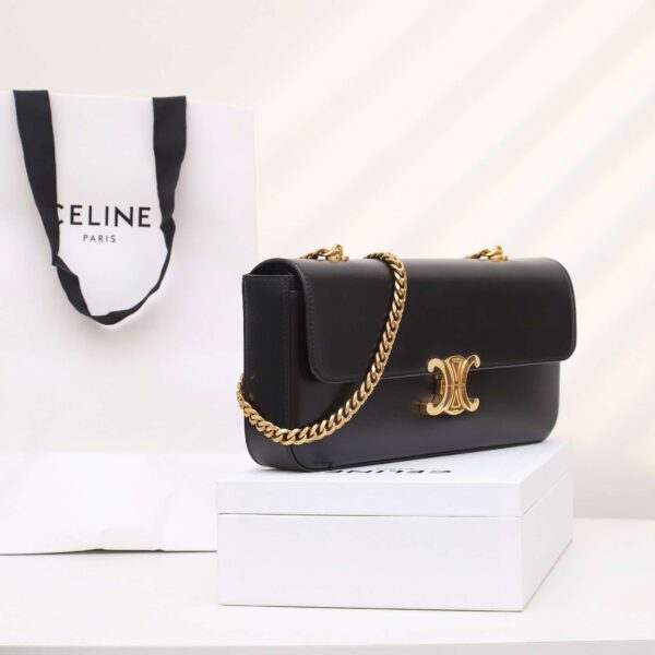 1:1 Replica Celine Chain Shoulder Bag Black For Women 13in/33cm
