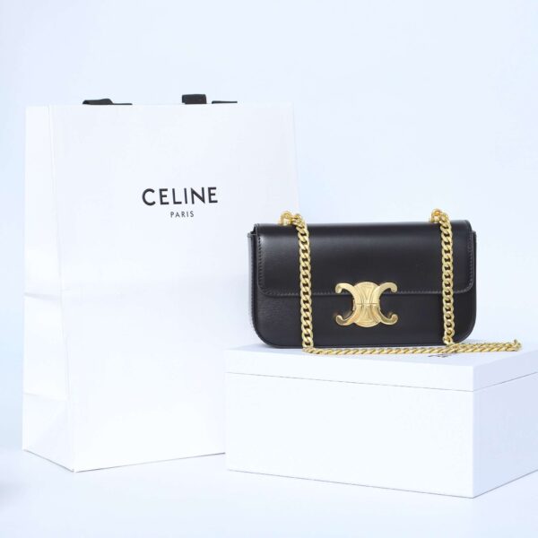 1:1 Replica Celine Chain Shoulder Bag Black For Women 8in/20.5cm 197993BF4.38NO