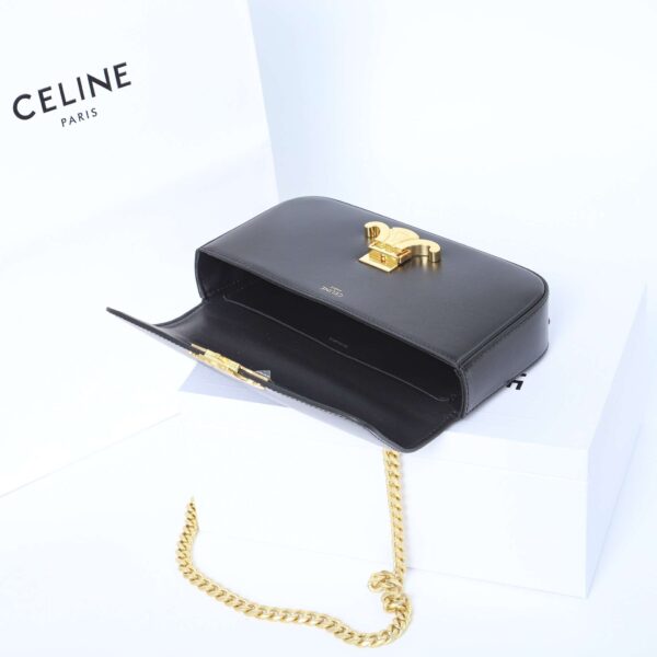 1:1 Replica Celine Chain Shoulder Bag Black For Women 8in/20.5cm 197993BF4.38NO