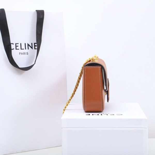 1:1 Replica Celine Chain Shoulder Bag Black/Brown For Women 8in/20.5cm
