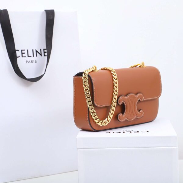 1:1 Replica Celine Chain Shoulder Bag Black/Brown For Women 8in/20.5cm