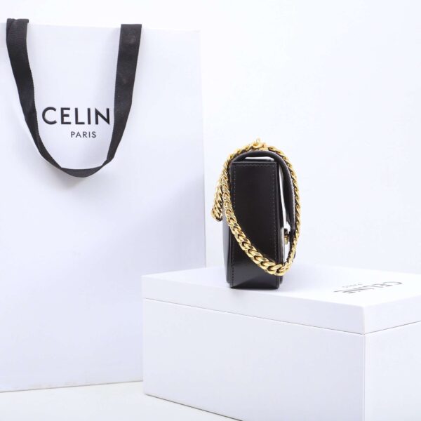 1:1 Replica Celine Chain Shoulder Bag Black/Brown For Women 8in/20.5cm