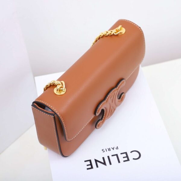 1:1 Replica Celine Chain Shoulder Bag Black/Brown For Women 8in/20.5cm