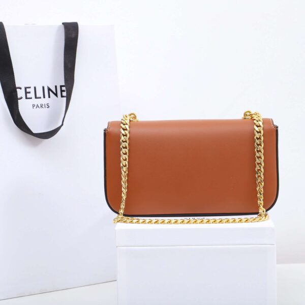 1:1 Replica Celine Chain Shoulder Bag Black/Brown For Women 8in/20.5cm