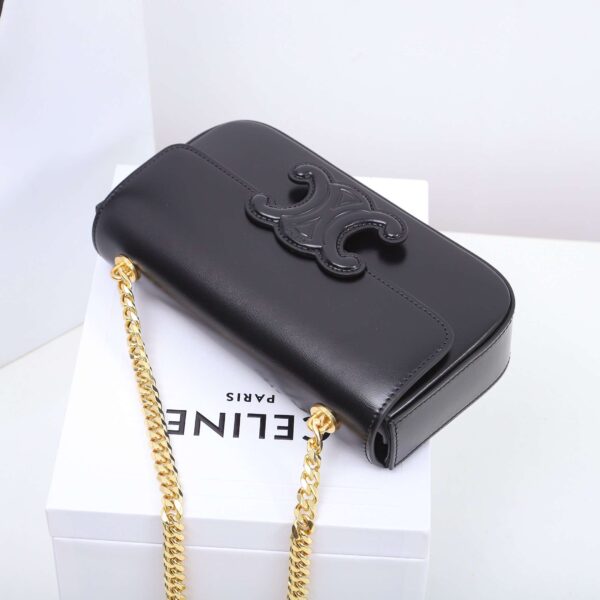 1:1 Replica Celine Chain Shoulder Bag Black/Brown For Women 8in/20.5cm