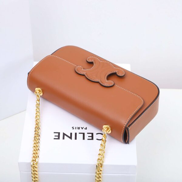 1:1 Replica Celine Chain Shoulder Bag Black/Brown For Women 8in/20.5cm
