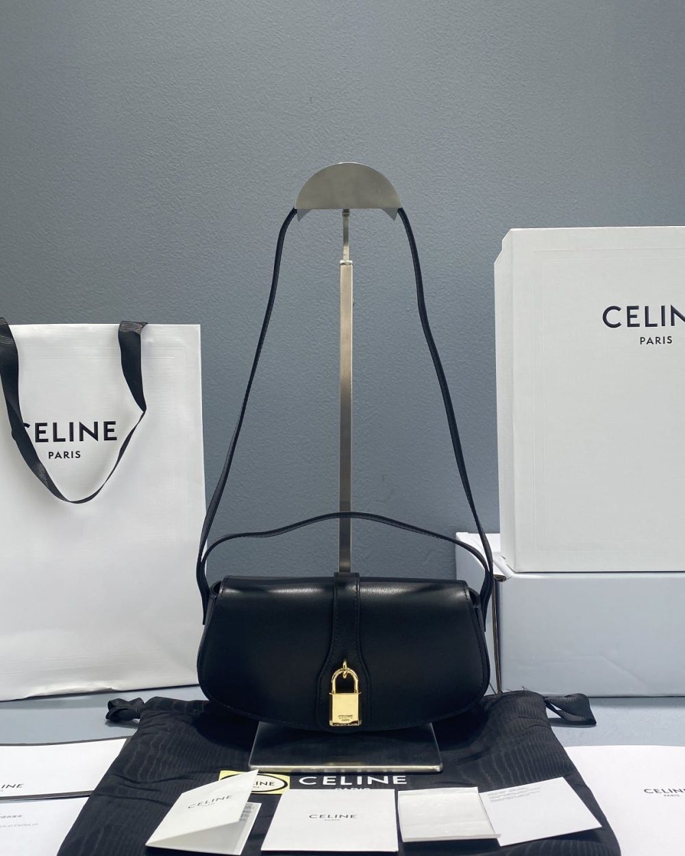 1:1 Replica Celine Clutch On Strap Black For Women 7in/18cm