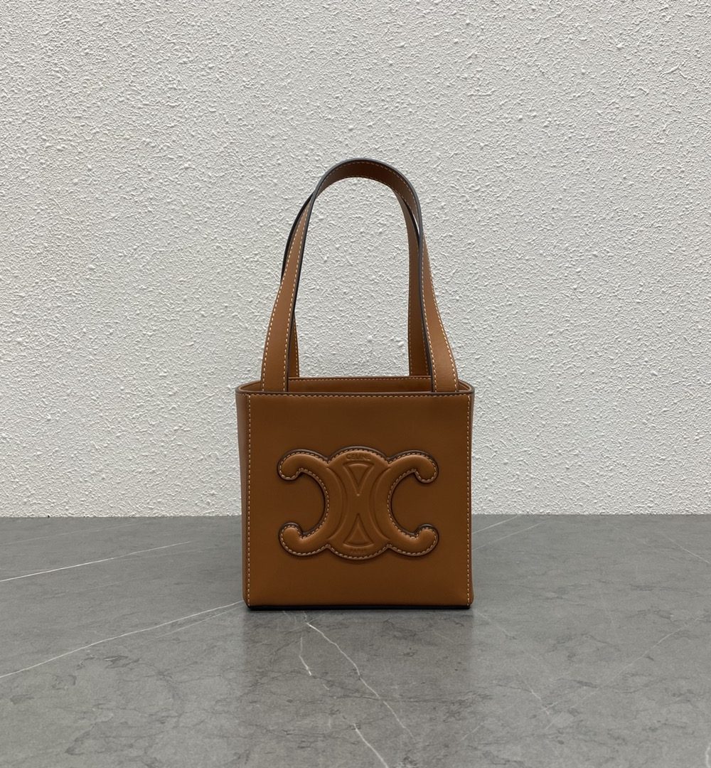 1:1 Replica Celine Cube Bag Cuir Triomphe Square Tan For Women 6in/15cm