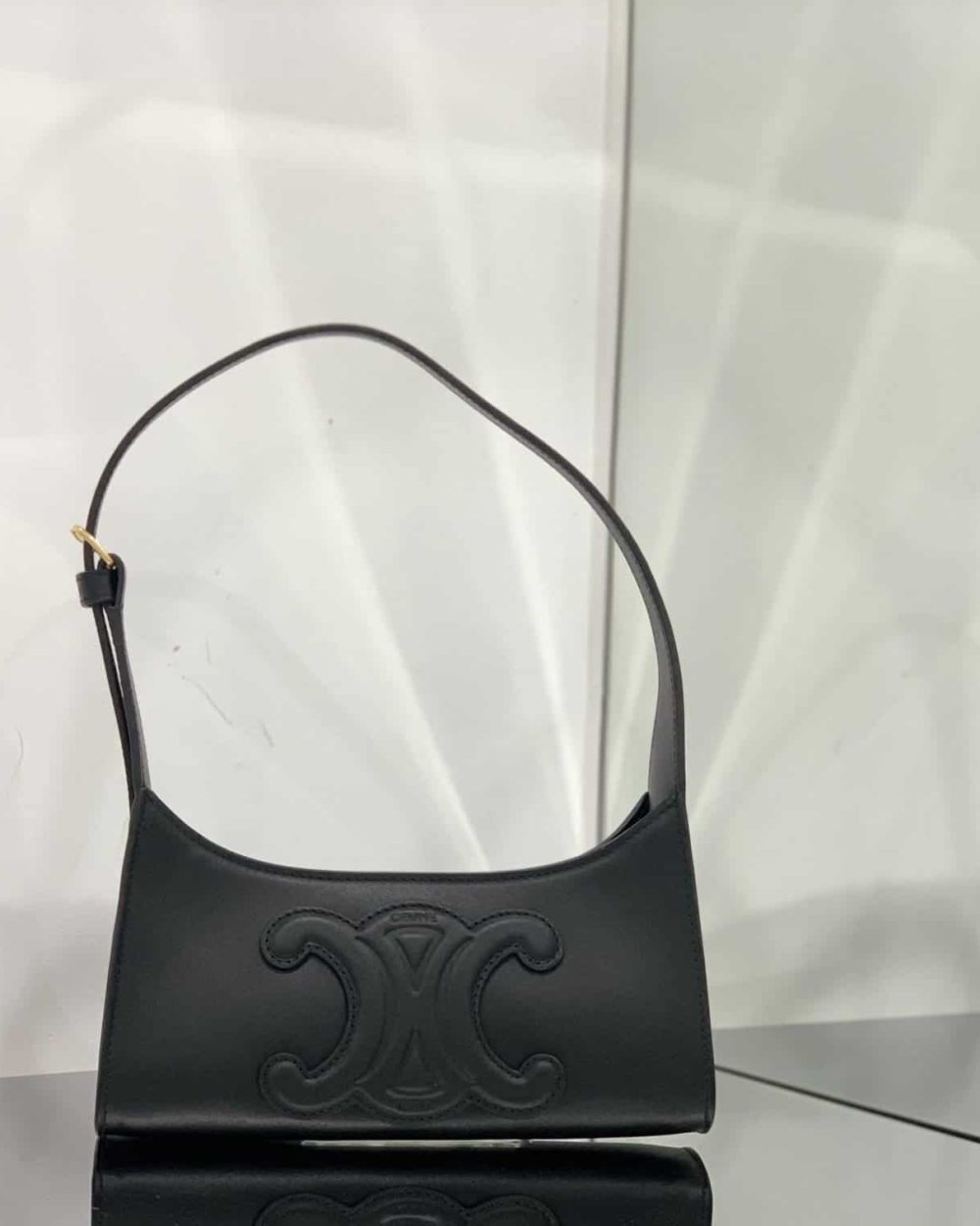 1:1 Replica Celine Cuir Triomphe Bag Black For Women 9in/24cm