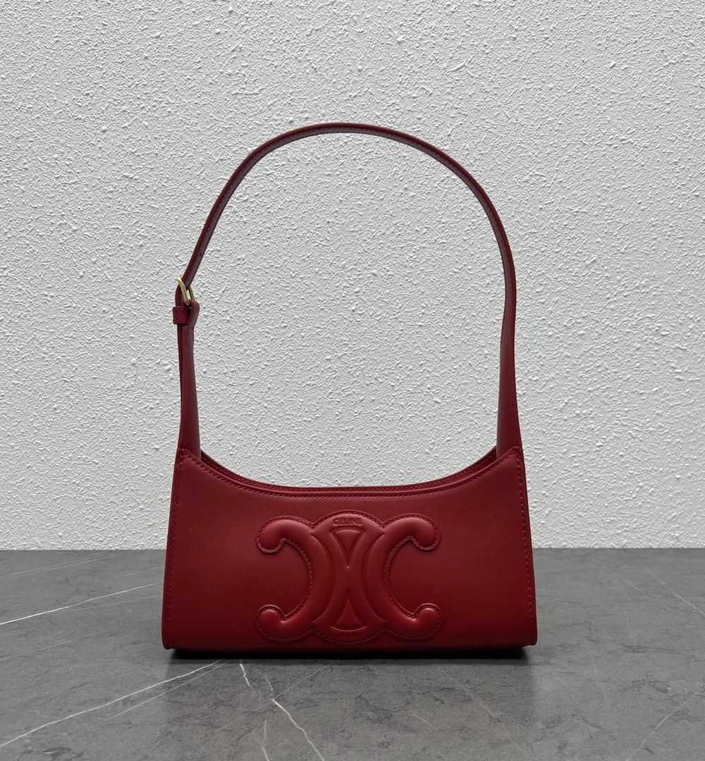 1:1 Replica Celine Cuir Triomphe Shoulder Bag Red For Women 9.4in/24cm