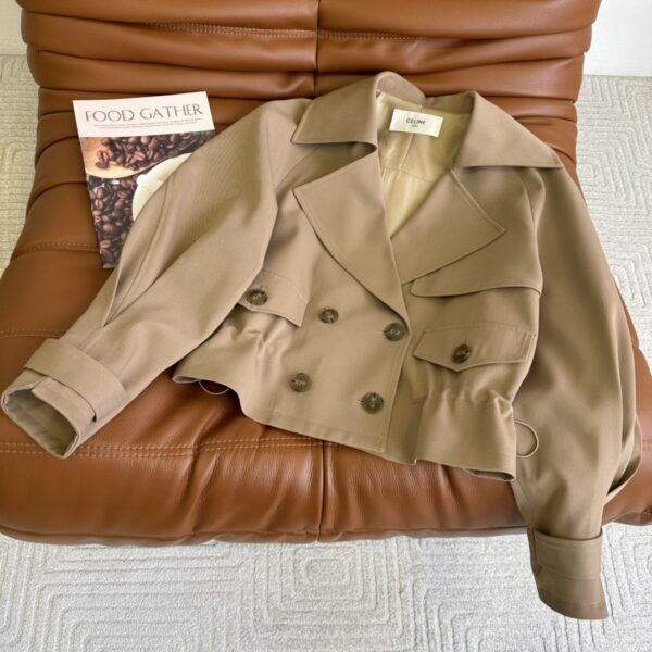 Celine Double Short Jacket Brown For Women