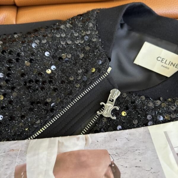 Celine Glam Sequin Bomber Jacket Black For Women