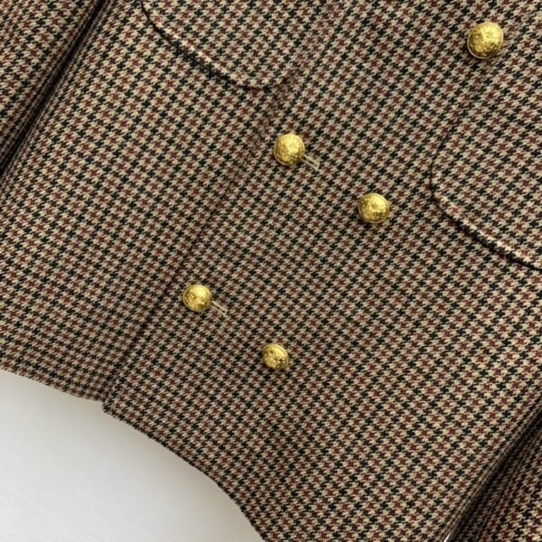 Celine Houndstooth Wool Jacket Brown For Women