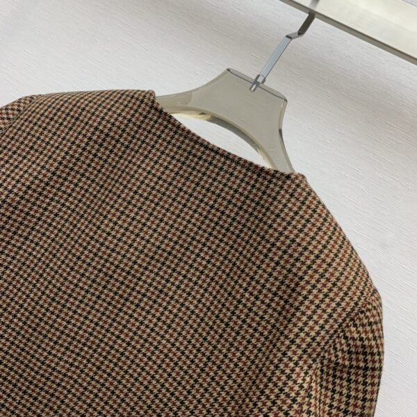 Celine Houndstooth Wool Jacket Brown For Women