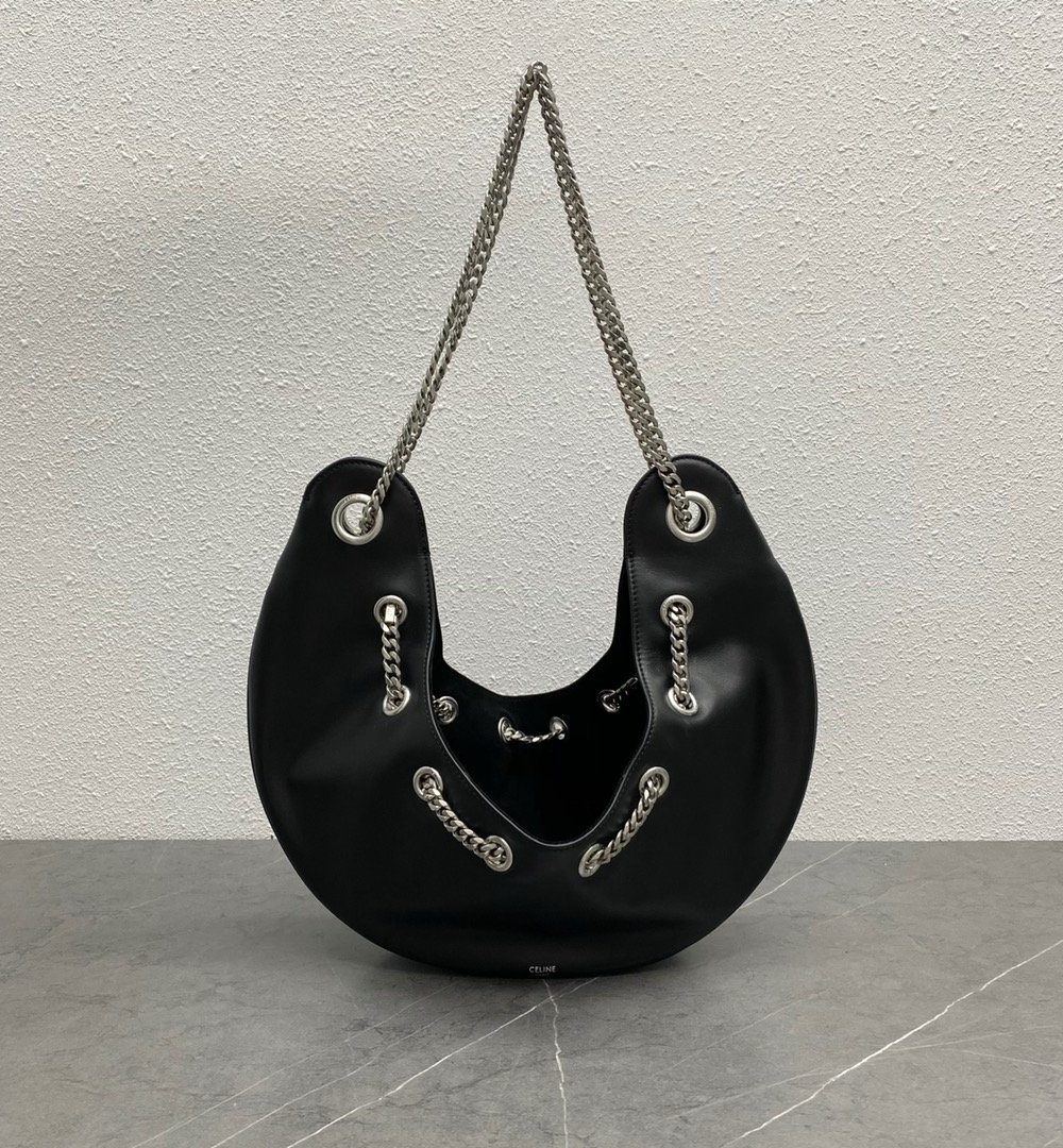 1:1 Replica Celine Large Ava Chain Black For Women 13in/33cm 198993DGQ.38SI