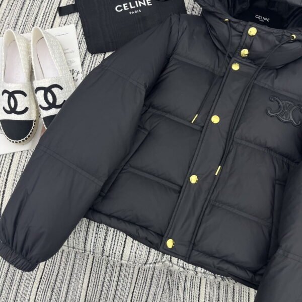 Celine Life Work Crop Hood Down Jacket Black For Women