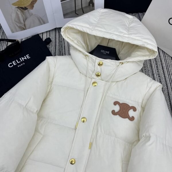 Celine Life Work Crop Hood Down Jacket White For Women