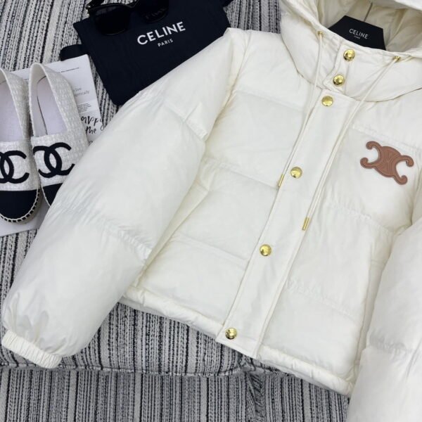 Celine Life Work Crop Hood Down Jacket White For Women