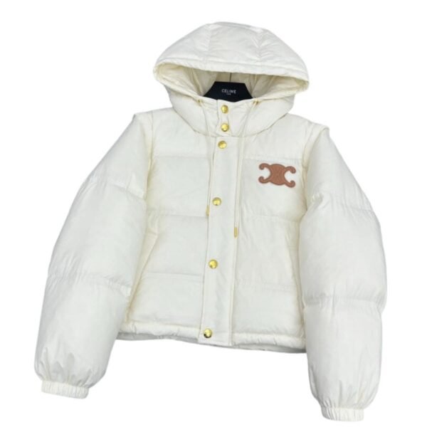 Celine Life Work Crop Hood Down Jacket White For Women