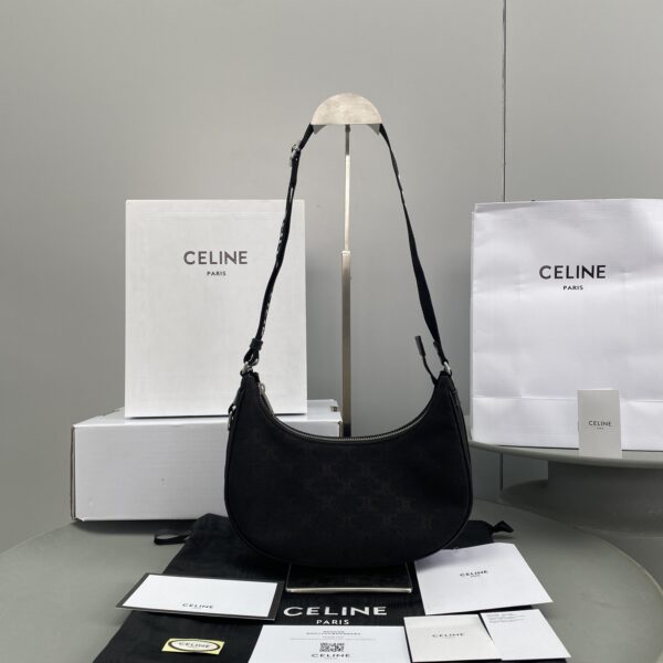 1:1 Replica Celine Medium Ava Bag With Celine Strap Black For Women 9in/23cm 196962DLM.38SI