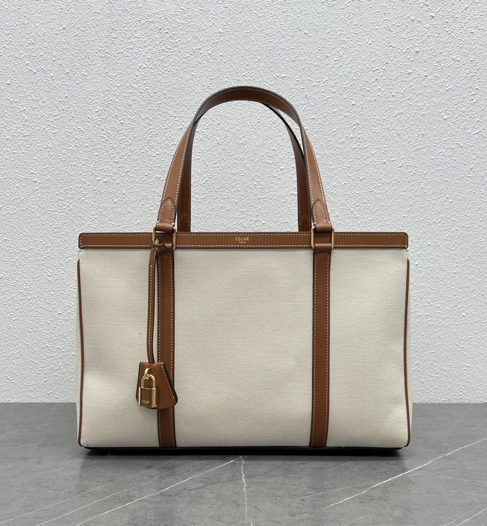 1:1 Replica Celine Medium Cabas 16 In Textile Natural / Tan For Women 16in/40cm 197332DUH.02NT