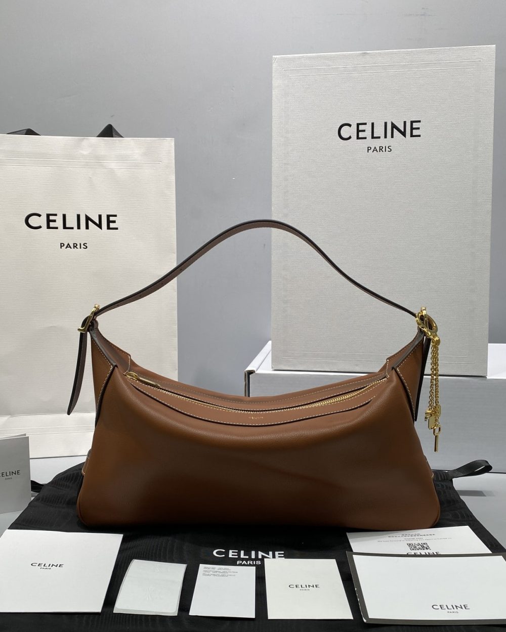 1:1 Replica Celine Medium Romy In Supple Brown For Women 13in/34cm 197443DPJ.04LU