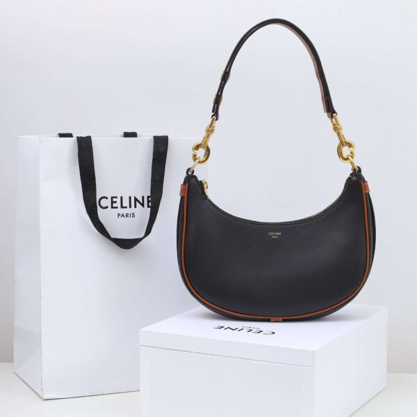 1:1 Replica Celine Medium Strap Ava Bag Black/Brown For Women 9.1in/23cm