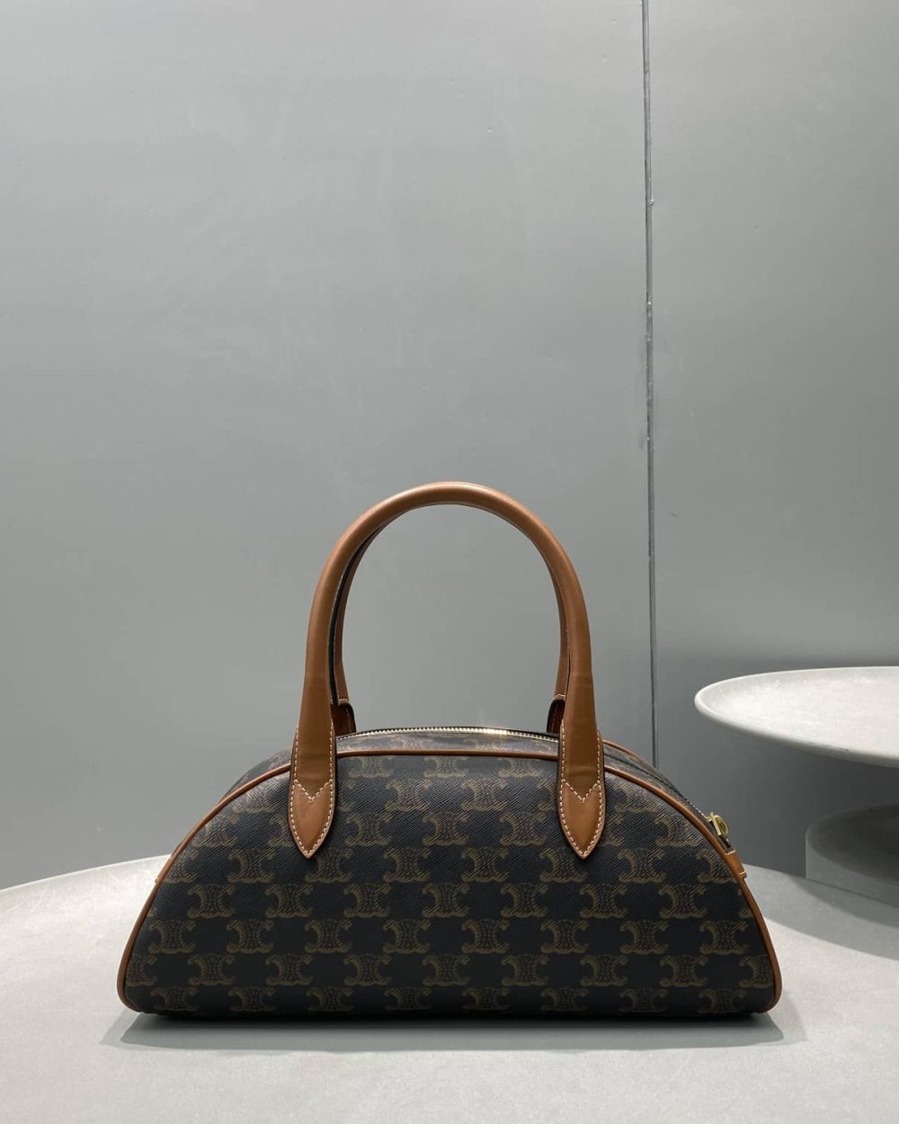 1:1 Replica Celine Medium Teckel In Triomphe Canvas Brown For Women 12in/31cm