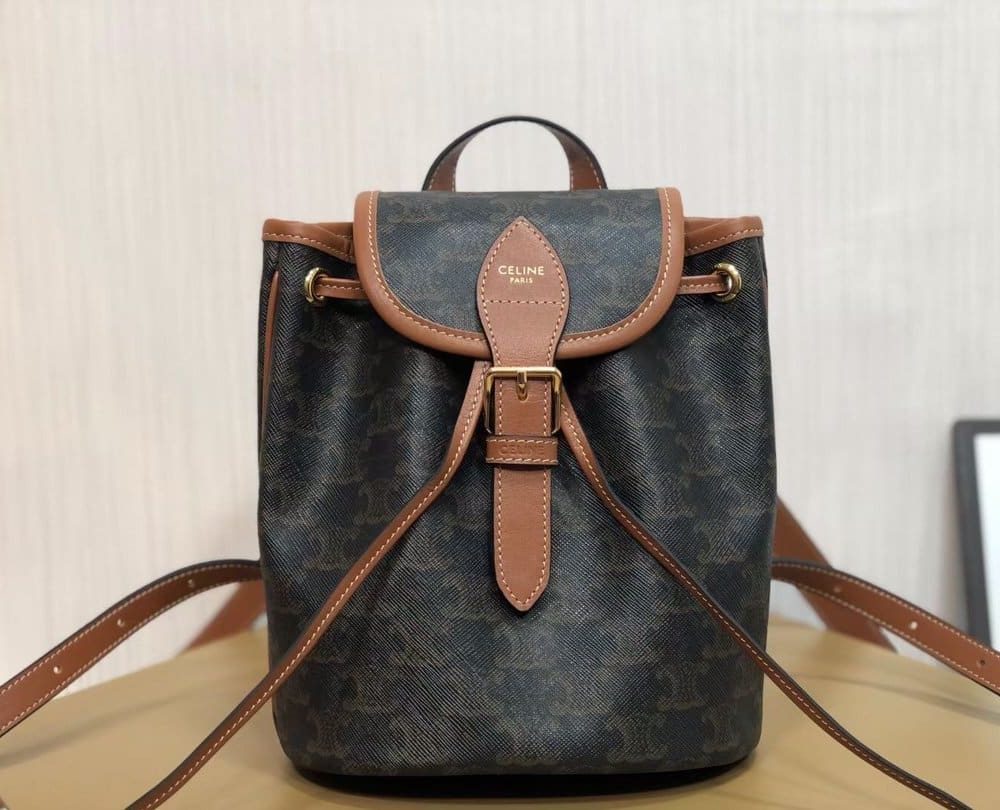 1:1 Replica Celine Mini Backpack Folco In Triomphe Canvas Tan For Women 7in/20cm 197662CAS.04LU