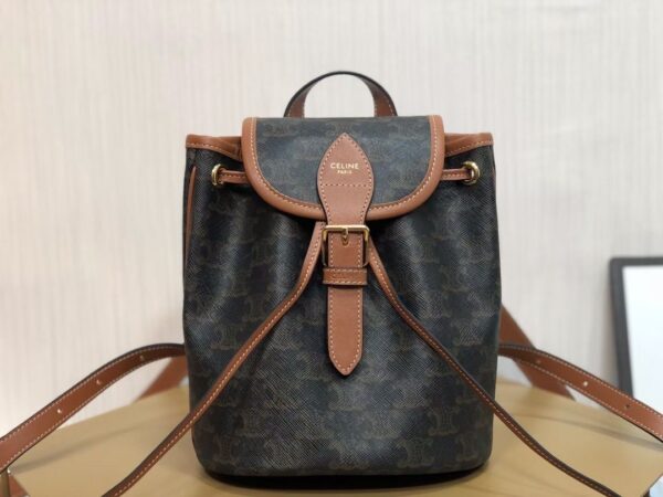1:1 Replica Celine Mini Backpack Folco In Triomphe Canvas Tan For Women 7in/20cm 197662CAS.04LU