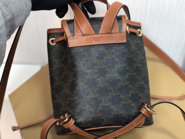 1:1 Replica Celine Mini Backpack Folco In Triomphe Canvas Tan For Women 7in/20cm 197662CAS.04LU