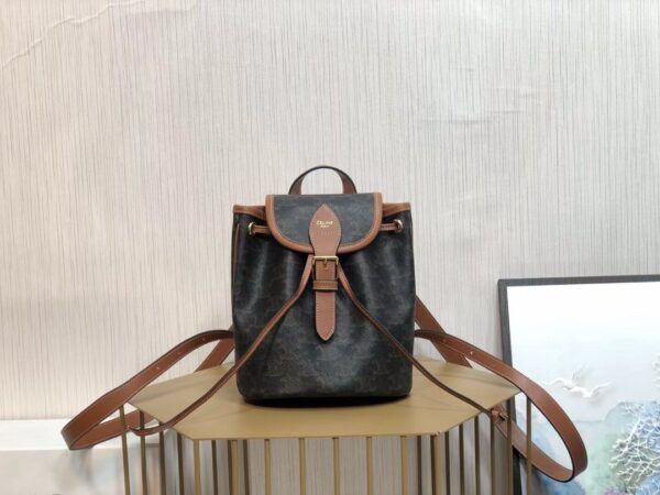 1:1 Replica Celine Mini Backpack Folco In Triomphe Canvas Tan For Women 7in/20cm 197662CAS.04LU
