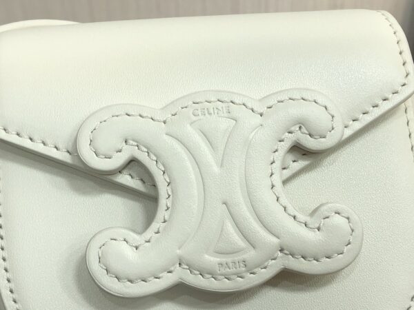 1:1 Replica Celine Mini Besace Cuir Triomphe White For Women 4in/11cm 10J303DPQ.01BC