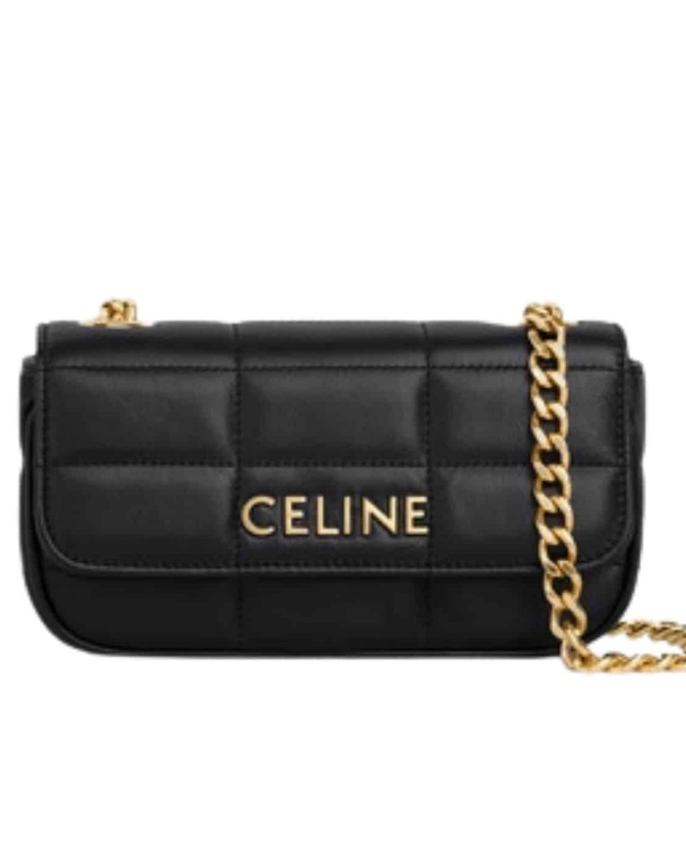 1:1 Replica Celine Mini Shoulder Chain Matelasse Monochrome Black/White For Women 18cm / 7in 10L333EWJ.38NO