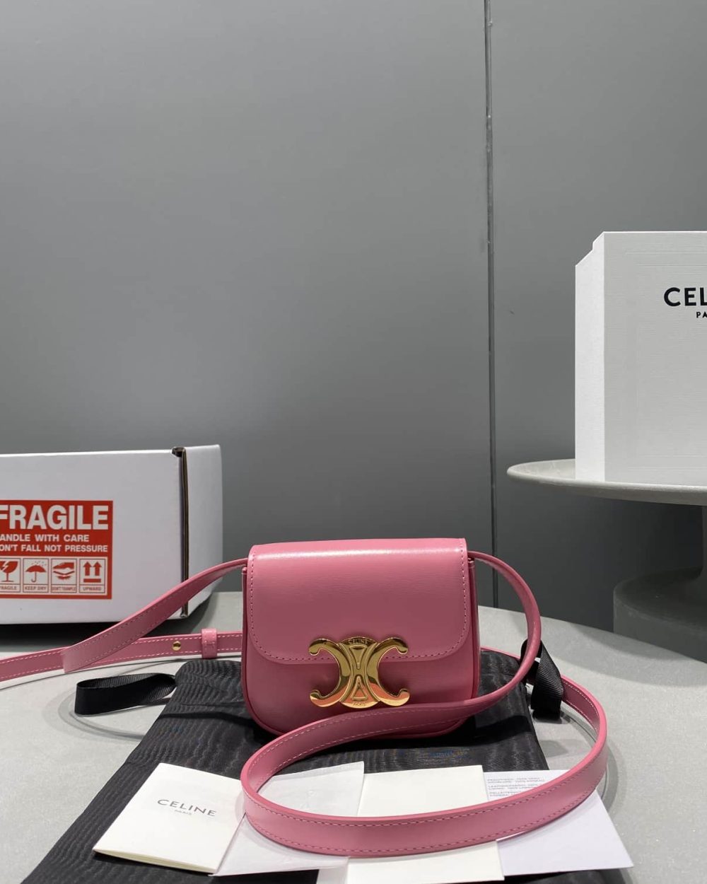 1:1 Replica Celine Mini Triomphe Pink For Women 4in/11cm