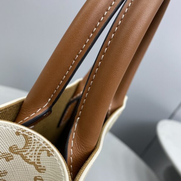 1:1 Replica Celine Mini Vertical Cabas In Triomphe Canvas White For Women 7.2in/18cm 194372BZK.01BC