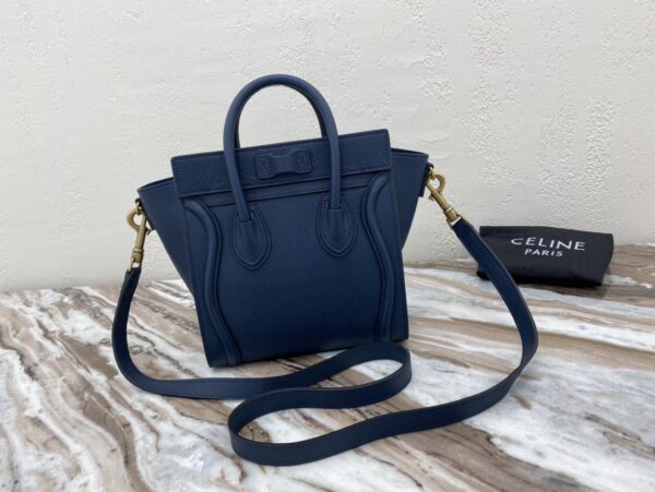 1:1 Replica Celine Nano Luggage Bag In Drummed Dark Blue For Women 8in/20cm