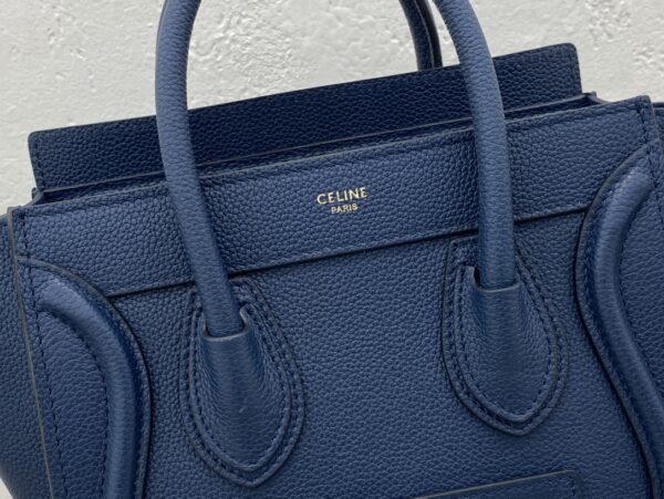 1:1 Replica Celine Nano Luggage Bag In Drummed Dark Blue For Women 8in/20cm
