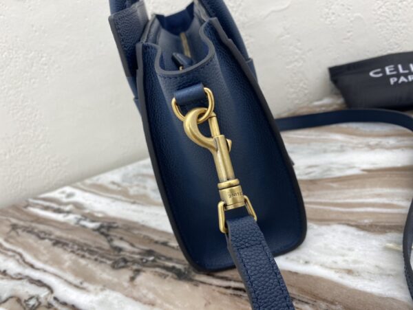 1:1 Replica Celine Nano Luggage Bag In Drummed Dark Blue For Women 8in/20cm