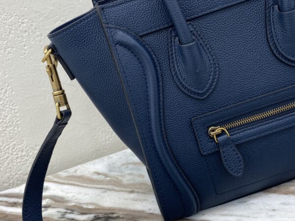 1:1 Replica Celine Nano Luggage Bag In Drummed Dark Blue For Women 8in/20cm