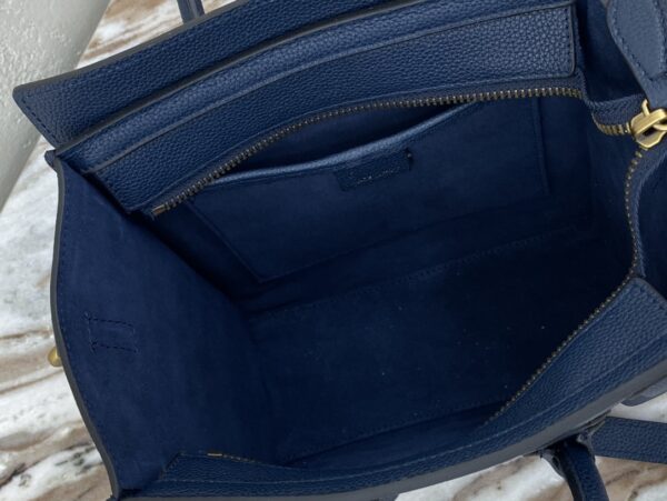1:1 Replica Celine Nano Luggage Bag In Drummed Dark Blue For Women 8in/20cm