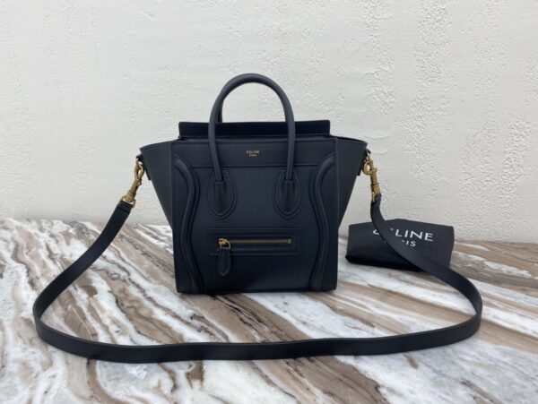 1:1 Replica Celine Nano Luggage Bag In Drummed Dark Blue For Women 8in/20cm